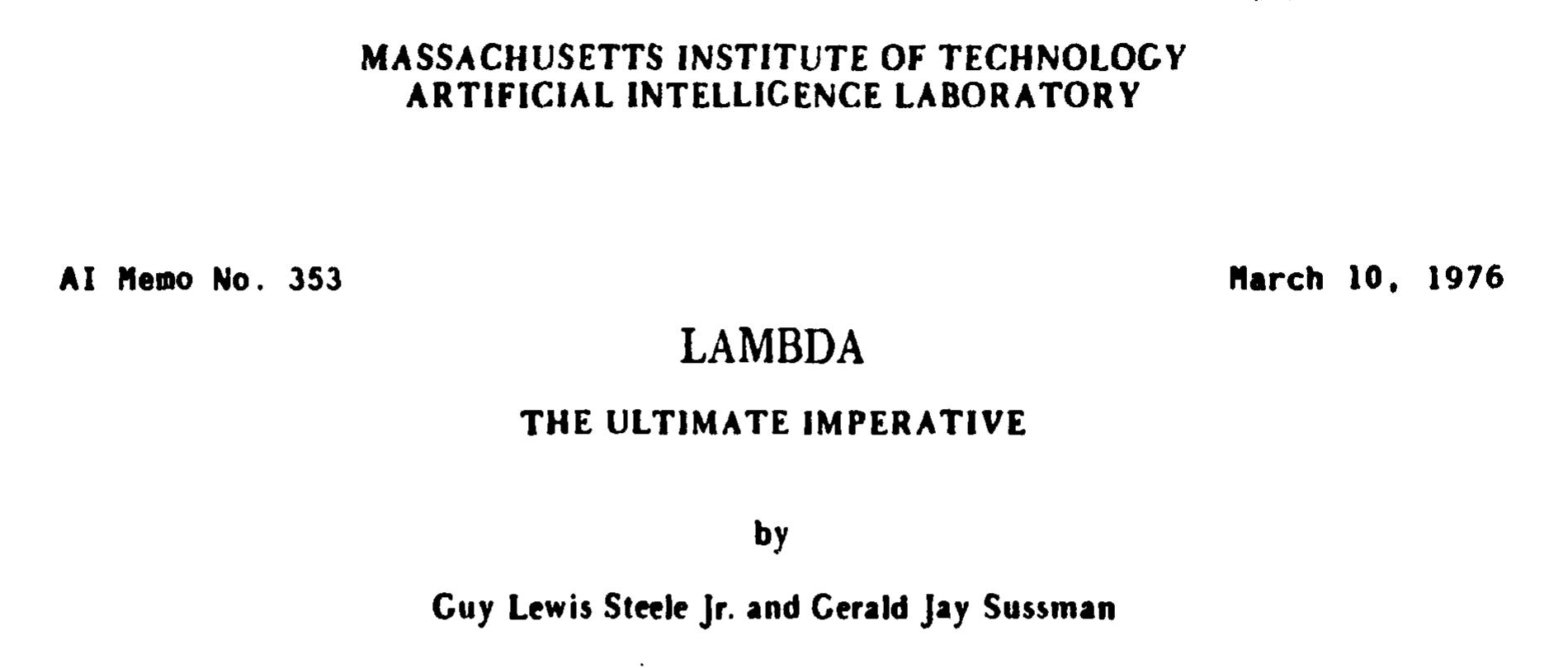 LAMBDA: the Ultimate Imperative